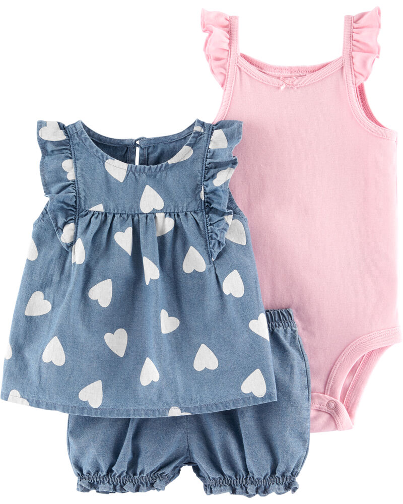 1H355210 3P CONJUNTO JEANS CORAZONES + BODY TIRITAS - Imagen 1