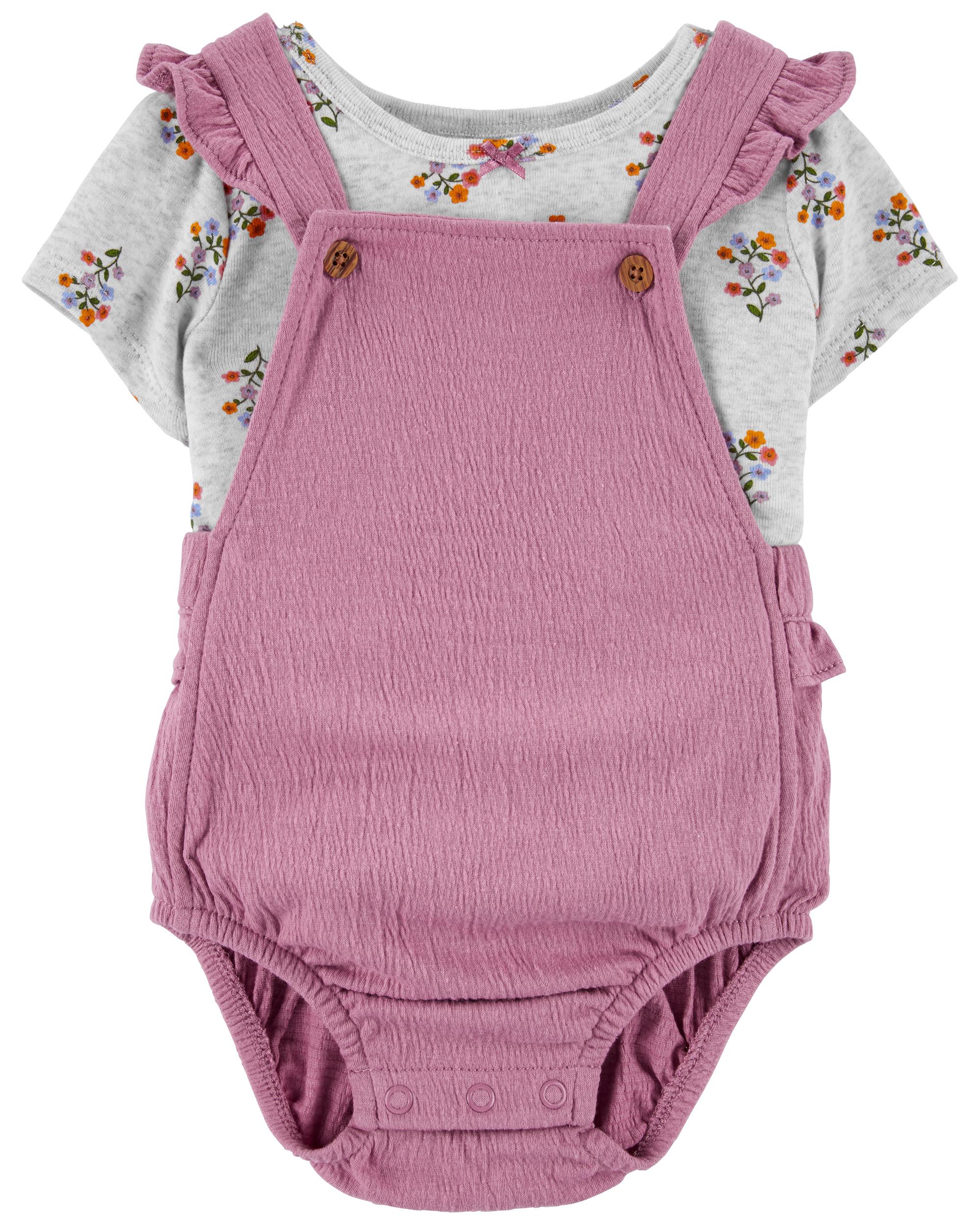 1N081010 OVERALLS CORTO FLORAL PURPURA - Imagen 1