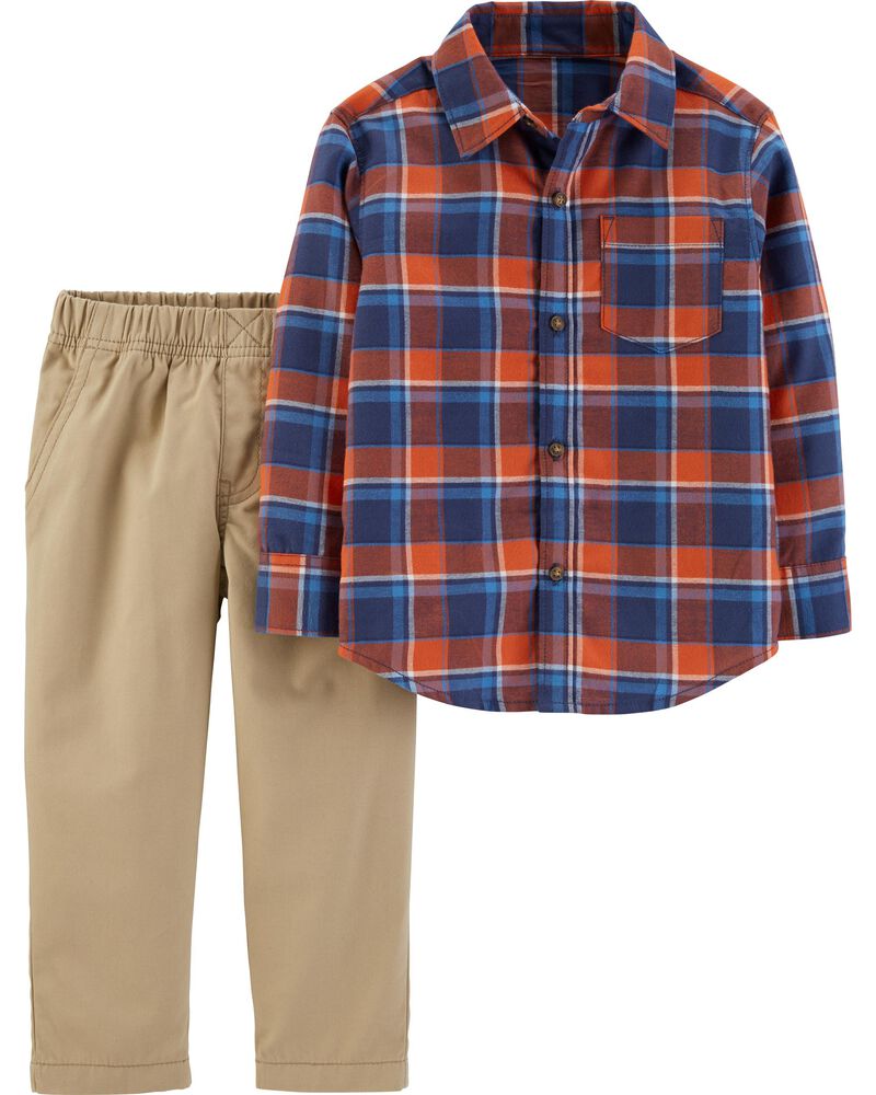 28387710 CAMISA DE CUADROS PANTALON CAQUI - Imagen 1