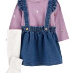 3P OVERALL SET + PANTYS LILA JEAN