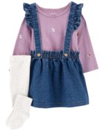 3P OVERALL SET + PANTYS LILA JEAN
